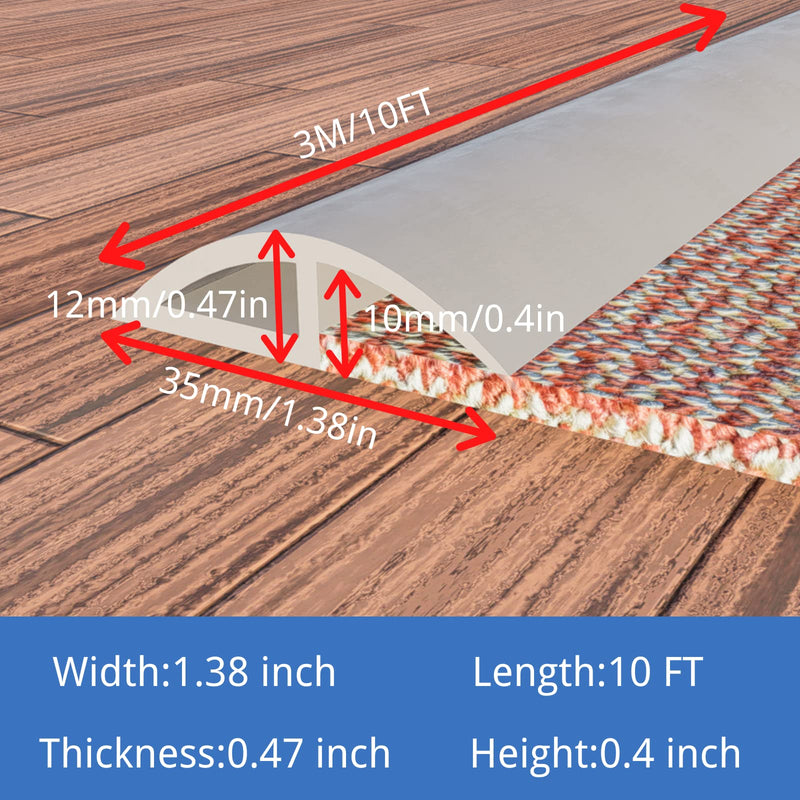 COUKIU 10 FT PVC Floor Transition Strip, Peel and Stick Molding Trim for Threshold Transitions with a Height Less Than 10 mm/0.4in, Carpet & Floor Edging Trim, Carpet to Tile Transition Strip(Gray) 0.4in x 10FT Gray 1
