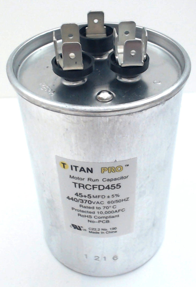 [Australia - AusPower] - TITAN PRO, 1 Count (Pack of 1), No Color Packard TRCFD455 45+5MFD 440/370V Round Run Capacitor Replaces PRCFD455 