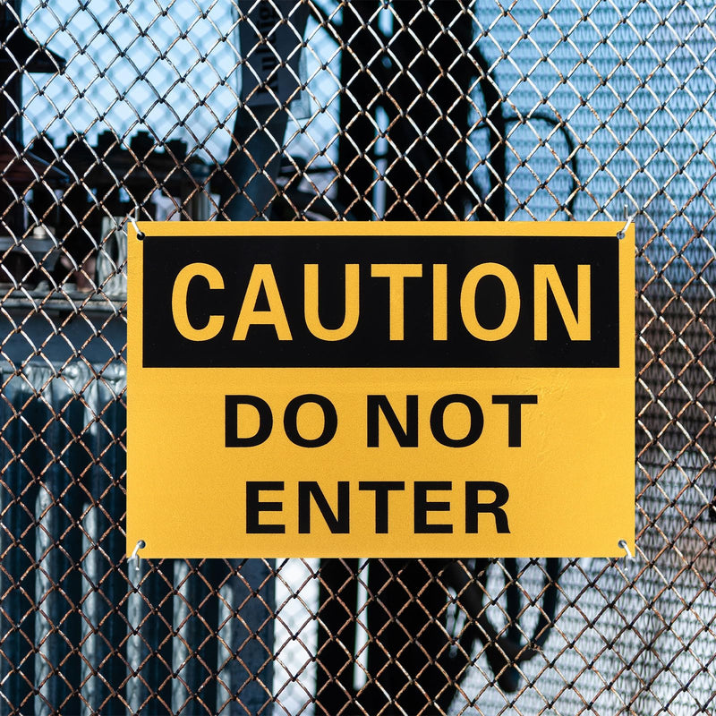 PATIKIL Caution Do Not Enter Sign 14 x 10 Inch, 2 Pcs Plastic Danger Do Not Enter Signs for Industrial Areas Storage Facilities Chemical, Black on Yellow & Yellow on Black