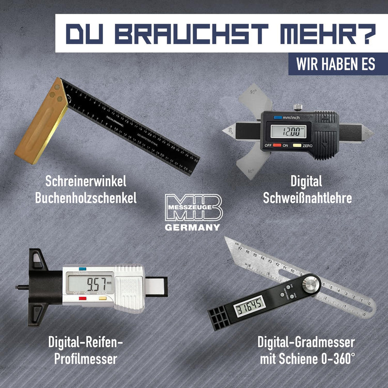 MIB Vernier Caliper Analogue 150 mm | Calliper Analogue | Vernier Caliper | DIN 862 | Thrust gauge made of stainless steel with locking screw | Matt chrome-plated | Caliper for precise 4-way DIN 862 150mm