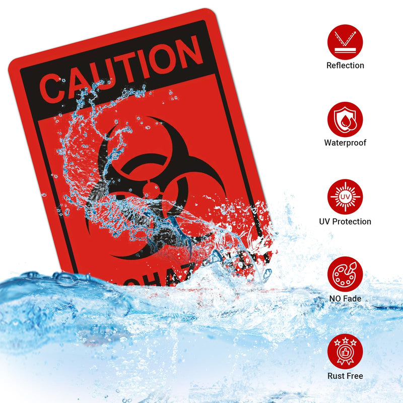 (5 Pack) Biohazard Sign Stickers, 10"X7" Biohazard Labels, Biohazard Warning Sign for Labs, Hospitals and Industrial, Weatherproof, Indoor or Outdoor Use