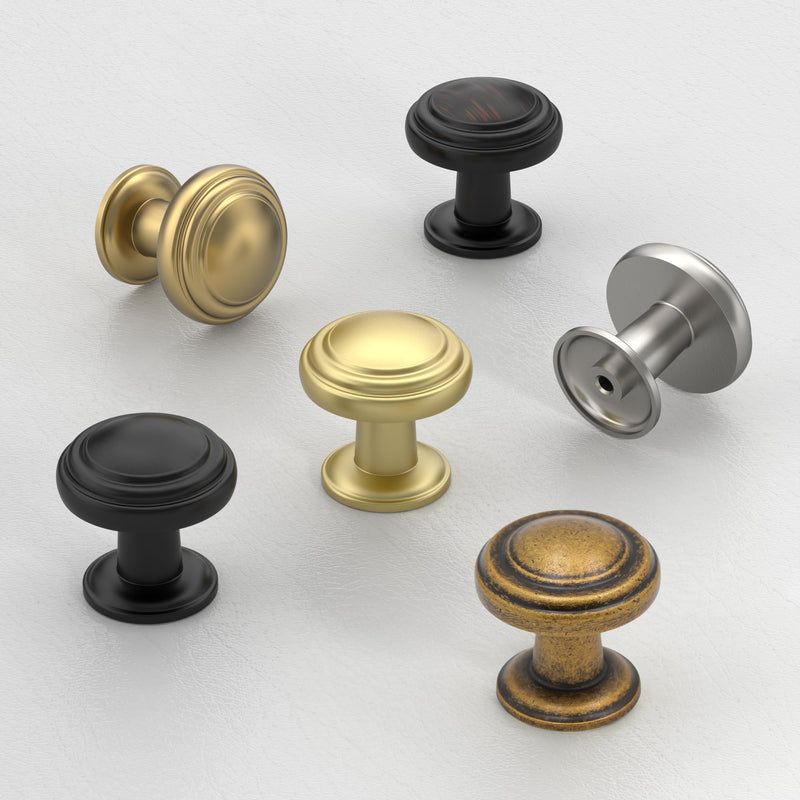 Amerdeco 10 Pack Champagne Bronze Cabinet Knobs Single Hole Cabinet Pulls 1 Inch Drawer Knobs for Bathroom Cabinets ZH0086 1" Single Hole