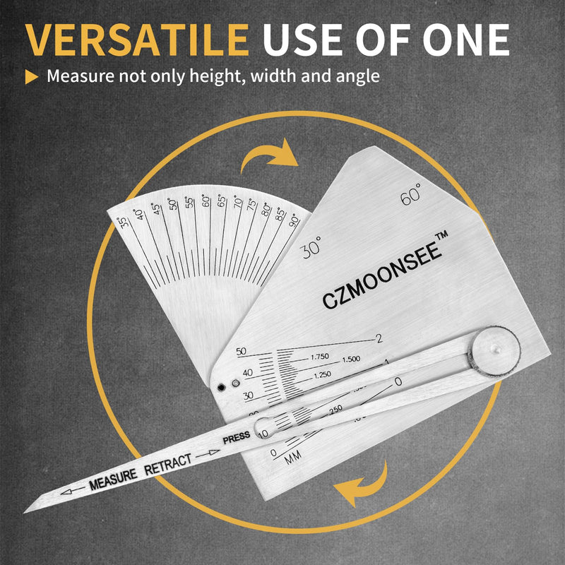 [Australia - AusPower] - SKEW-T Stainless Steel Oblique Welding Inspection Ruler Angle Weld Gauge Welding Point Measurement Gauge Welding Angle Gauge ulnar Test Ruler 
