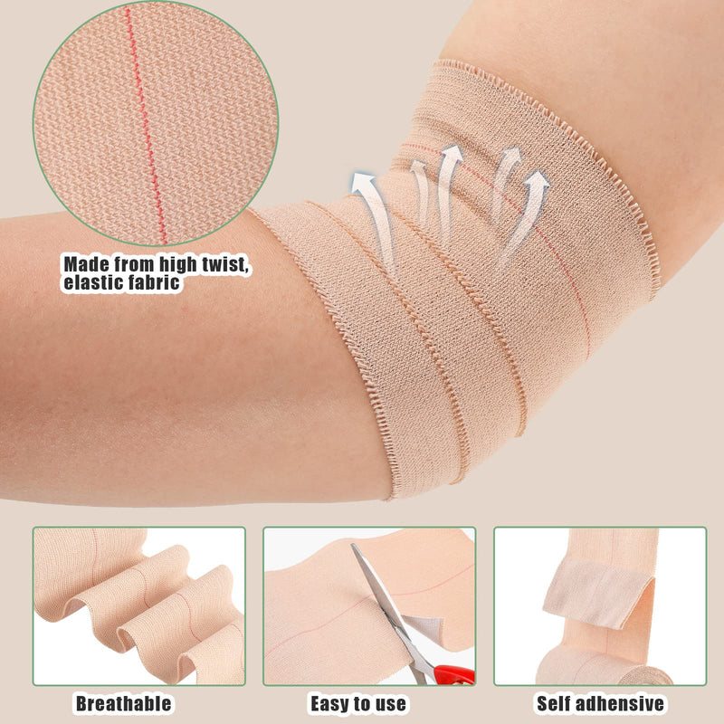 Tondiamo 8 Rolls Elastic Tape Adhesive Elastic Tape Self Adhesive Bandages Wrap Flexible Stretch Bandages Athletic Sports Skin Strips for Sports Ankle, Knee and Wrist Animal Pets(2 Inch X 5 Yard) 2 Inch x 5 Yard