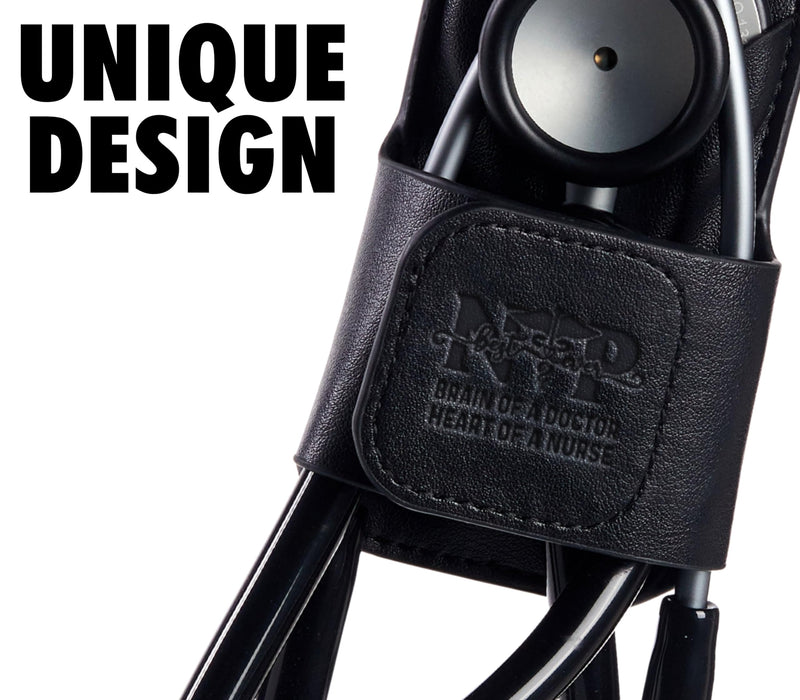 [Australia - AusPower] - Nurse Practitioner Gifts for Women/Men, PU Leather Stethoscope Hip Holder Lightweight Portable Holster Clip for Nurse Appreciation Week, Birthday, Christmas, Fits Most Stethoscope - Black 01-Best-Black 