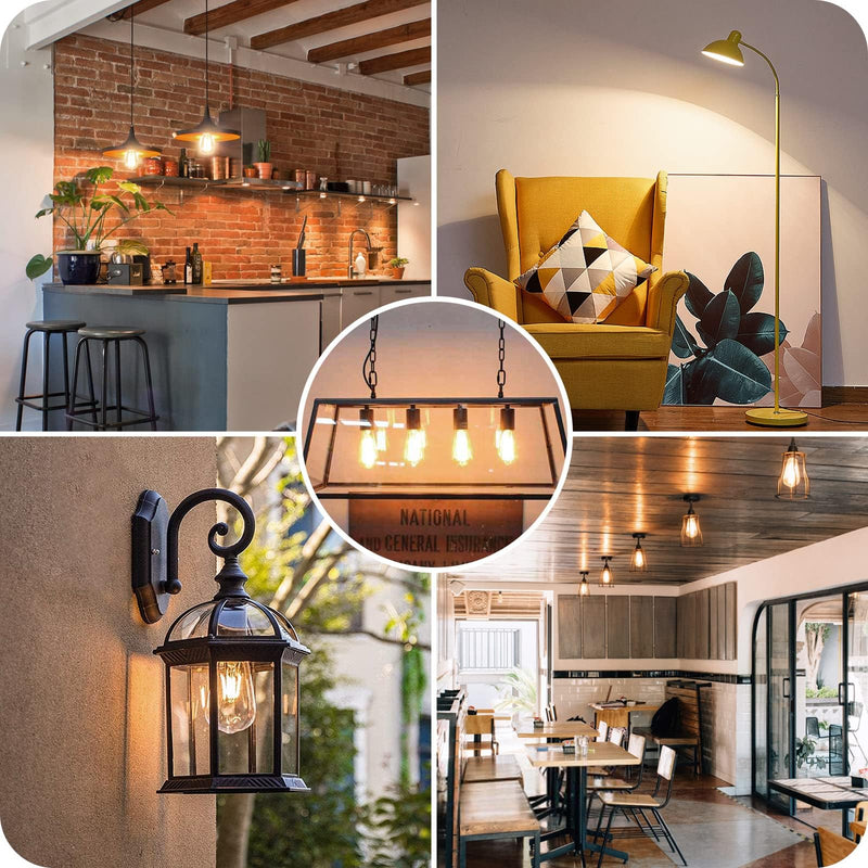 12-Pack Vintage LED Edison Bulbs 100W Equivalent 1400LM High Brightness 8W ST58 LED Filament Light Bulbs 3000K Warm White E26 Medium Base CRI90+ Antique Clear Glass for Home Dinning Room, Non-dimmable 12 Count(Pack of 1)
