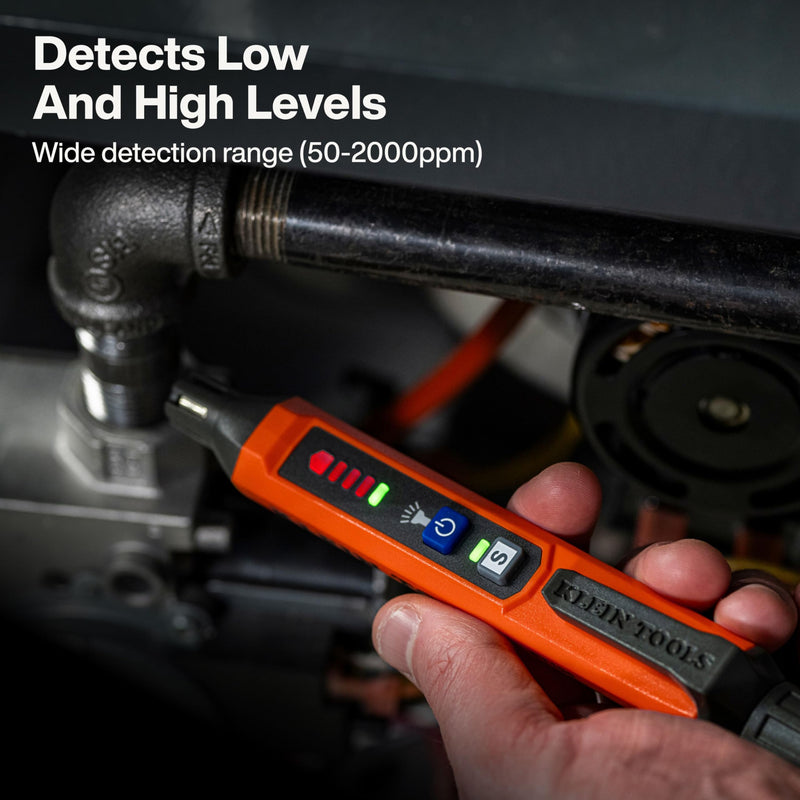 Klein Tools ET190 Gas Leak Detector, Wide Detection Range, Audible and LED Alerts, Slim and Lightweight Compact