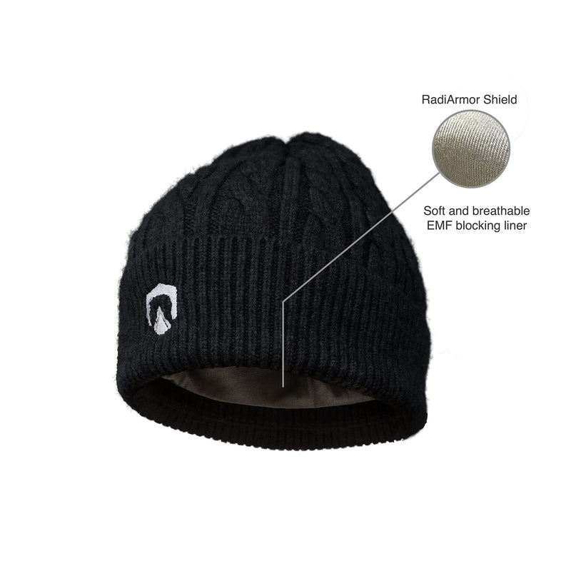RadiArmor RF Blocking Knit Cap – Unisex Hat with EMF Blocking Liner That Blocks Over 99% of High Frequency RF Radiation One Size Black
