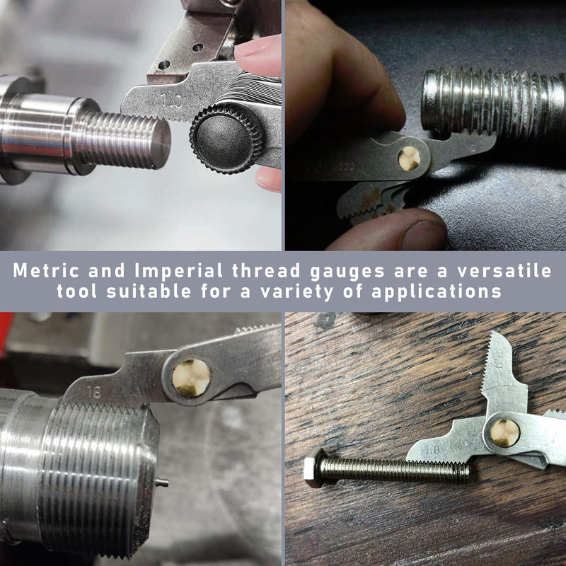 [Australia - AusPower] - 52 Sheets Stainless Steel Thread Gauge, Metric 60 Degrees, Thread Gauge, Metric / Inch Thread Gauge, Metric / Inch Spring Steel, 52 Sheets Metric/Whitworth Stainless Steel Thread Gauge 