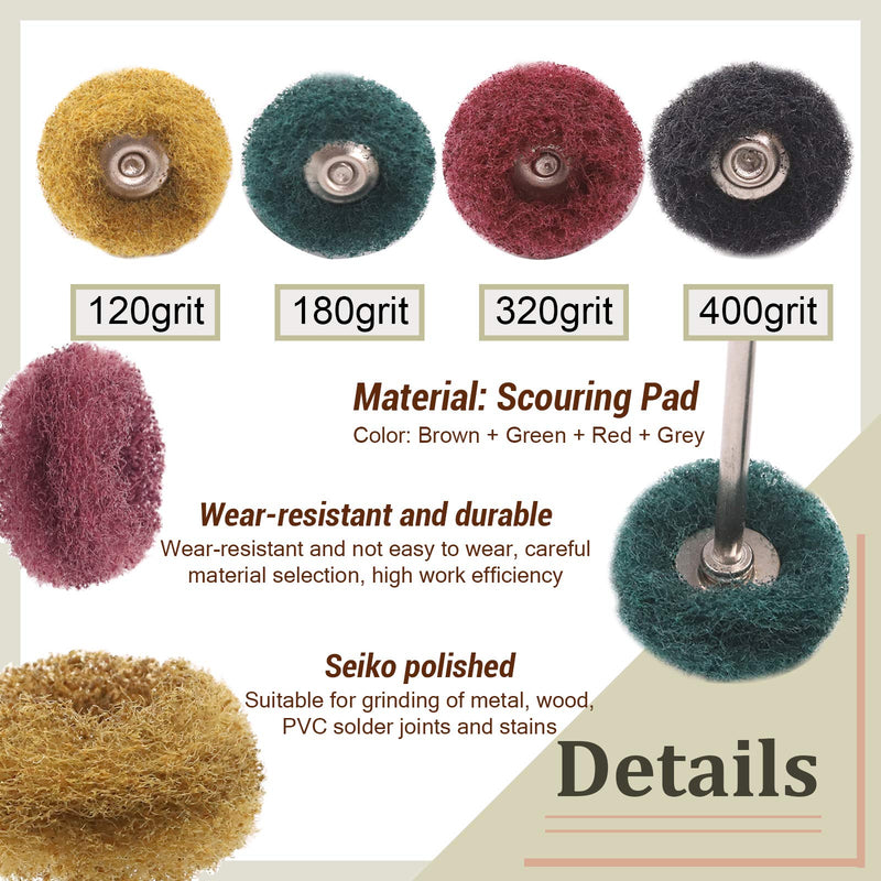 Swpeet 50Pcs Abrasive Sanding Flap Wheel Assortmen Kit, 80 Grit 1/8" Shank Cone Abrasive Flap Sanding Wheel and 1" (25mm) 120 180 320 400 Grits Buffing Polishing Wheel Set with 3 mm Shank