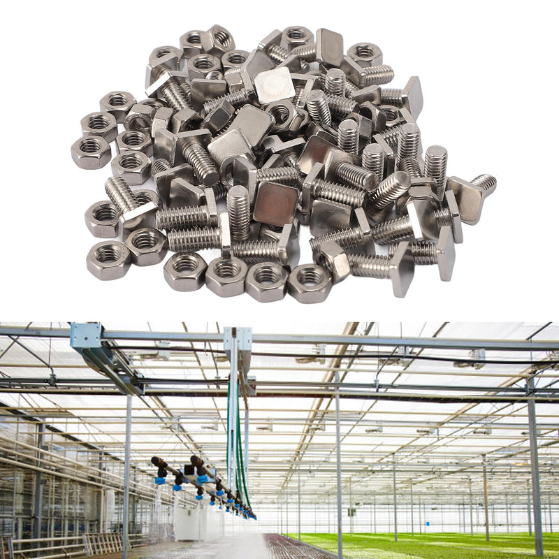 [Australia - AusPower] - 50 Sets Greenhouse Nuts and Bolts, Stainless Steel Ex Nuts and T Bolts Greenhouse Screws M6 X 13 Screws M6 Nuts Tool Assortment Set for Installing and Fixing Greenhouse 