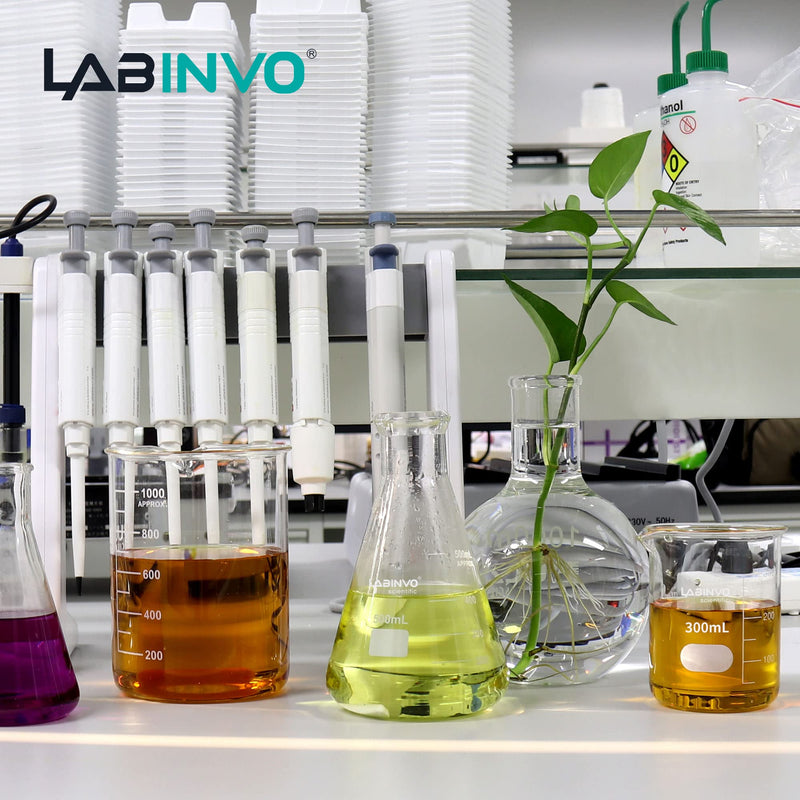 250ML Glass Erlenmeyer Flask, Narrow Mouth Graduated Conical Flask with Marking Spot, 6pcs of 3.3 Borosilicate Glass Flask Set, IN-EFN250 6 PCS of 250 mL