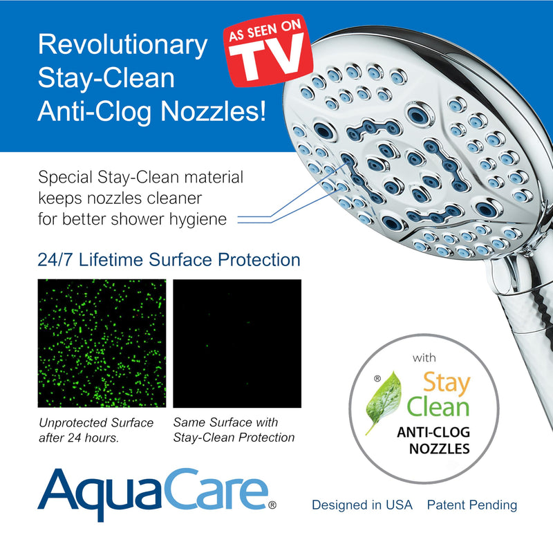 AquaCare 4X High Pressure 10-mode Filter Handheld Shower Head with Dual Power Wash - Clean Tub, Tile & Pets, Remove Chlorine, Metals & Toxins from Water to Protect Skin, Hair & Nails. Chrome Finish