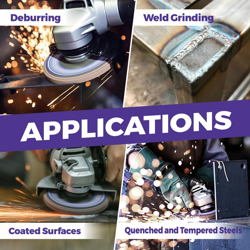 [Australia - AusPower] - 5-Pack 4.5" x 7/8" Ceramic Flap Disc, 40 Grit, Bevel Type #29, Premium Industrial Grade, High-Performance Angle Grinder Grinding Wheel for Edge Grinding - Purple 