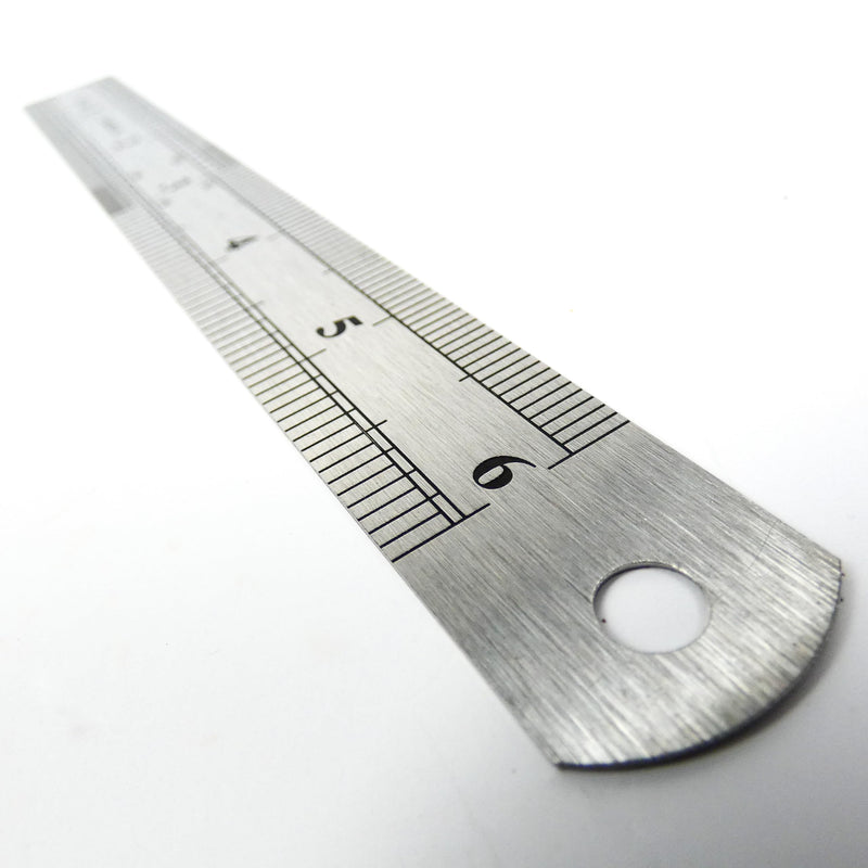 Stainless steel ruler, metal, 15 cm | Millimeter & Inch Scale, For School, Office & Workshop, Single Lengths Or Set Available 15 cm (Single)