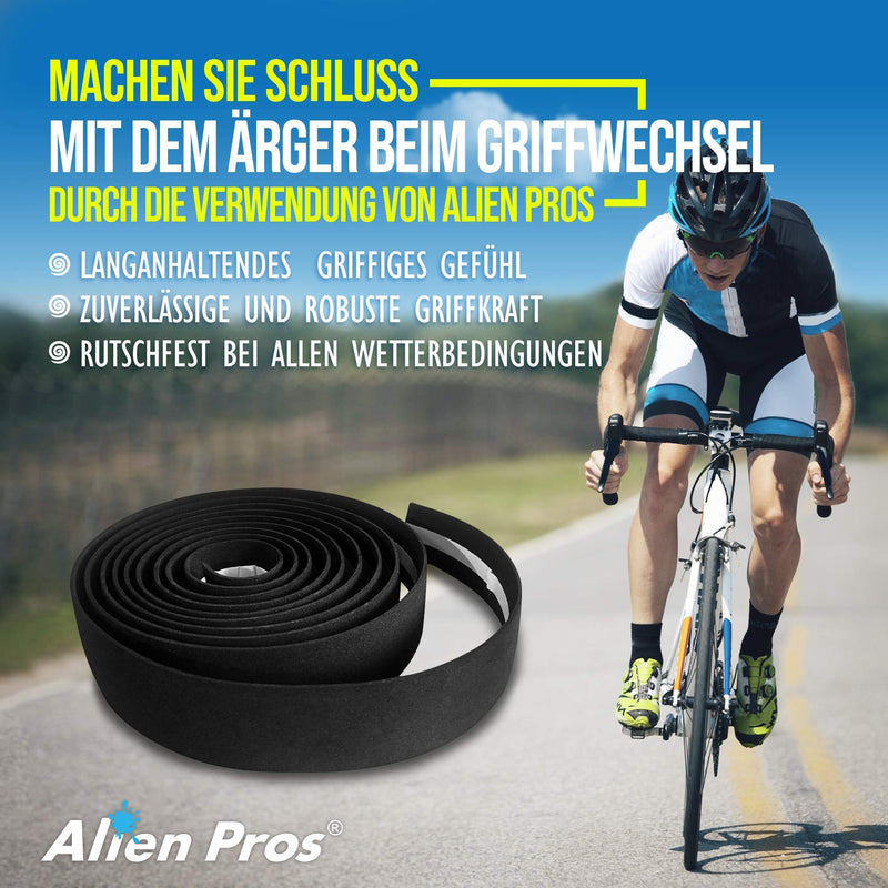 ALIEN PROS Bike Handlebar Tape EVA (Set of 2) Black - Enhance Your Bike Grip with These Bicycle Handle bar Tape - Wrap Your Bike for an Awesome Comfortable Ride (Set of 2, Black) Black - Set of 2