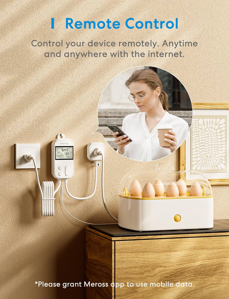 [Australia - AusPower] - meross Smart Temperature Controller Thermostat Monitor Control Heating Cooling 120V 15A 1800W, Works with Apple Home, Alexa, Google Home for Home Brewing Fermentation Incubation Reptiles Green House. New Temperature Controller 