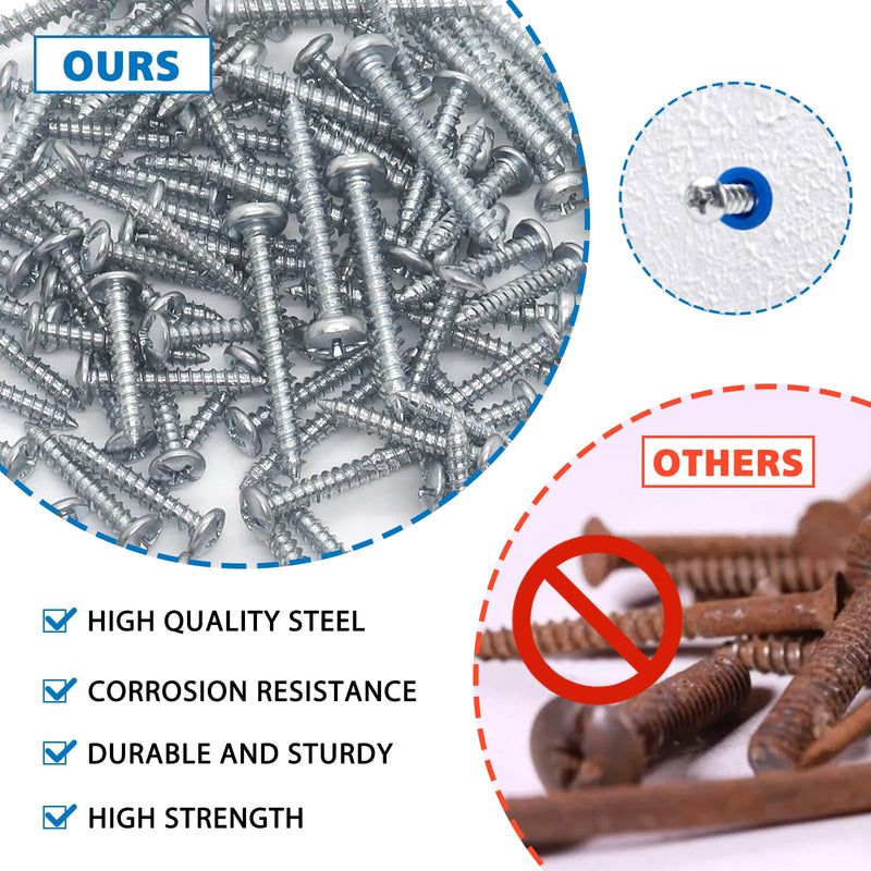[Australia - AusPower] - Conical Concrete Wall Anchors and Screws Assortment Kit, 228 Pcs Masonry Anchors with 3PCs Drill Bit,114 Brick Wall Anchors and 114 Self Tapping Screws, Blue 