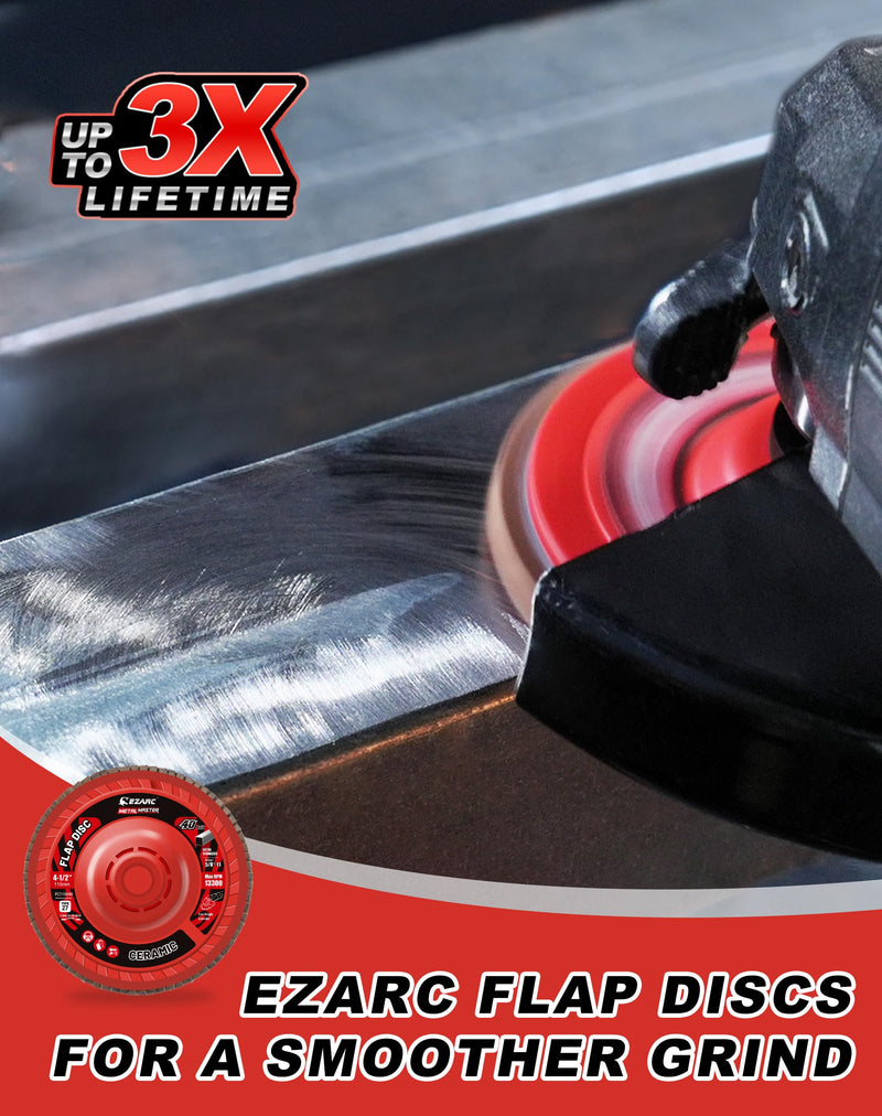 [Australia - AusPower] - EZARC Flap Discs 40 Grit, 4-1/2" x 7/8" Ceramic Grain Flap Sanding Disc, Type 27 Heavy Duty Abrasive Trimmable Grinding Wheel Finishing for Stainless Steel, Sheet Metal (5 Pack) 5.0 