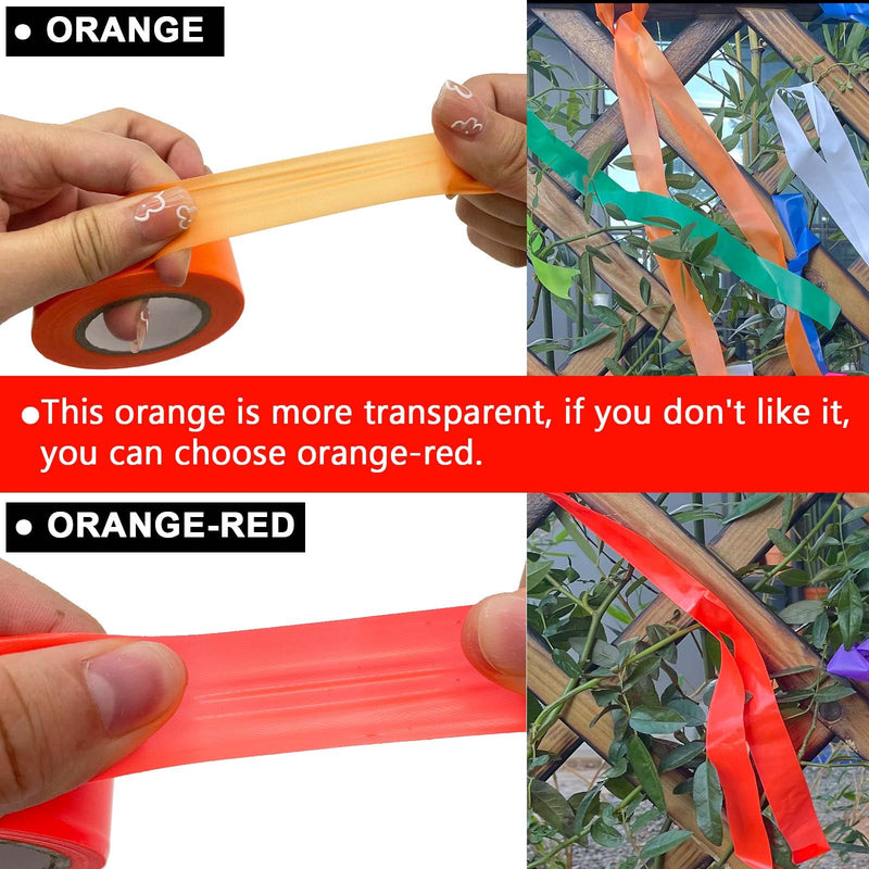 [Australia - AusPower] - 6 Pack Flourescent Orange Flagging Tape, Non-Adhesive Plastic Ribbon Neon Marking Roll,1inch*600ft, Marking Tape for Tree Marking, Hunting, Boundaries Hazardous Areas,Trail Marking, Workplace Use 