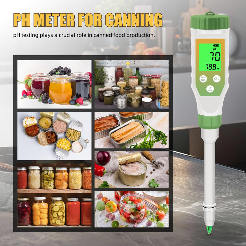 [Australia - AusPower] - pH Meter for Food, Digital pH Tester with High Accuracy pH Probe for Sourdough and Bread, Food pH Meter for Fermentation Canning, Meat, Cheese, Solid Samples and Water New pH Meter Kit 