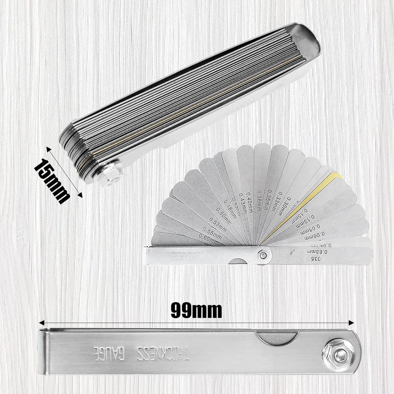 [Australia - AusPower] - 32 Blades Feeler Gauge AYWHP Stainless Steel Feeler Gauge Valve Gauge Spacer Gauge 0.04-0.88mm Thread Gauge Rangefinder Pad Metric Measuring Tool for Measuring Crack Width/Thickness 