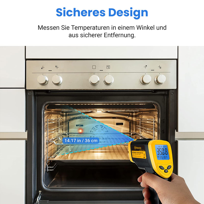 Etekcity Infrared Thermometer -50 ~ +610 °C, IR Pyrometer Temperature Meter | Digital IR Pyrometer Temperature Meter, LCD Lighting (Not for People) for Cooking/Pizza Oven/Freezer/Industry -50 ~ +610°C