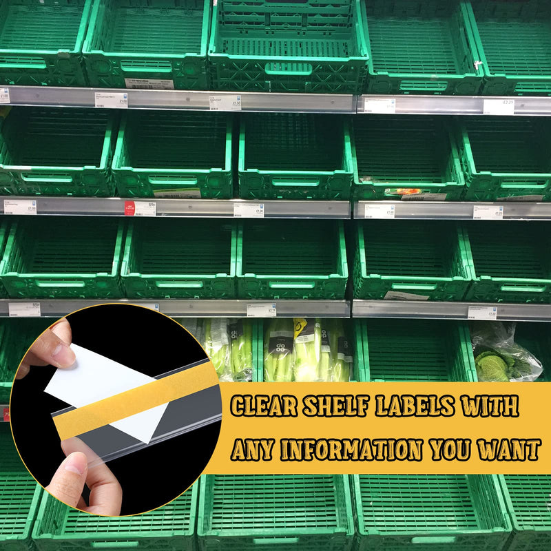 Fainne 25 Pcs Shelf Label Strips 1.5''H x 27" L Self Adhesive Shelf Label Holder Gondola Price Tag Stick on Plastic Clear Ticket Channel for Metal Wood Plastic Rack(White) 1.5''H x 27"L White