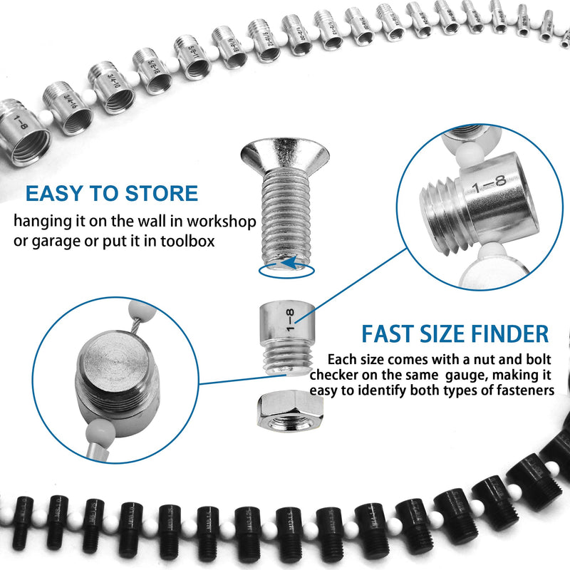 [Australia - AusPower] - Thread Checker Nut & Bolt SWTC-44 Bundle Thread Checker Nut and Bolt Checker 44 MaleFemale Thread Identifier Gauges - 23 Inch & 21 Metric Sizes (White&black, 23 Inch & 21 Metric) 