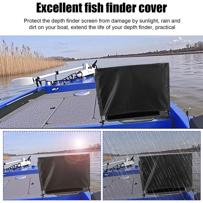 Fish Finder Cover for Lowrance Humminbird 12-Inch Fishfinder, Waterproof 210D Oxford Fabric Depth Protector Cover Accessories with Silver Coating & Drawstring to Protect Screen and Device 14.57x9.45x4.72"