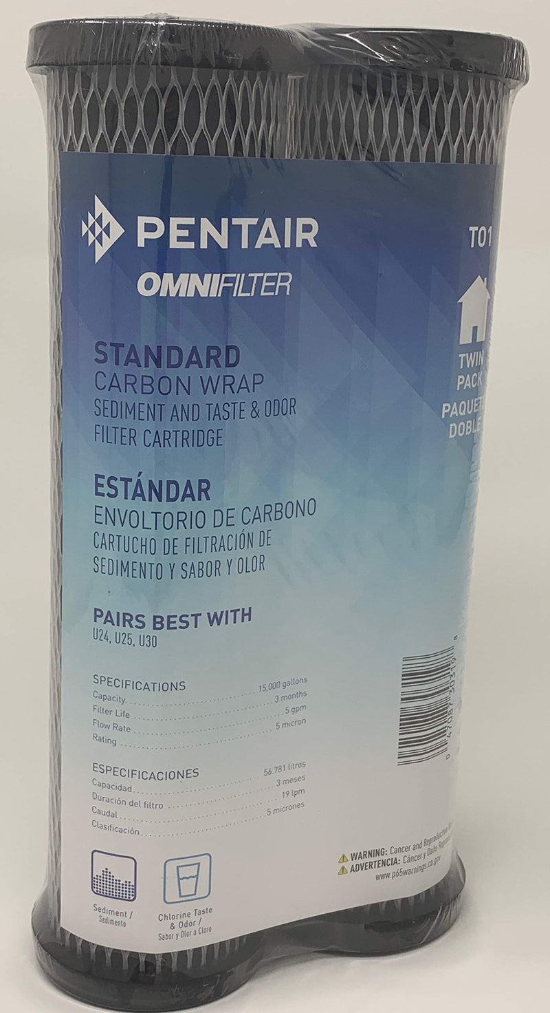 OMNIFilter 2-Pack Whole House Replacement Under Sink Water Filter Carbon Wrapped Cartridge (TO1-DS12-05) Reduces Chlorine Taste Odor Sediment