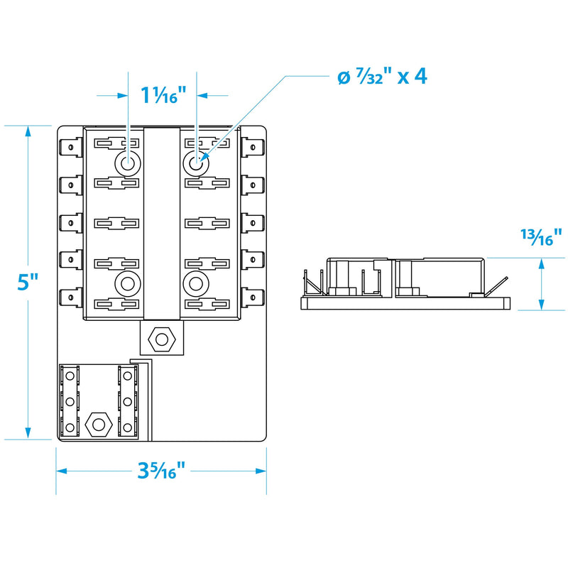 Seachoice Fuse Block ATO/ATC, 10 Gang Ground Bar 12V One size