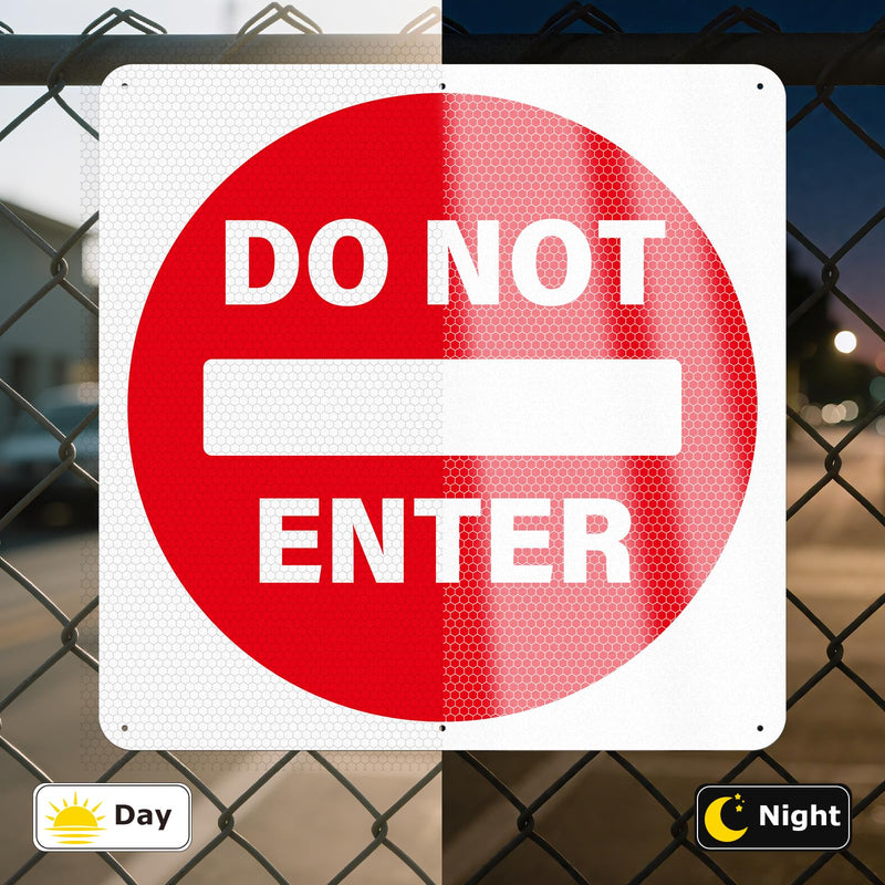 Do Not Enter Sign 24 x 24 Inch Large Reflective Aluminum Street Road Sign Waterproof Fade Resistant Rust Free Warning Safety Signs for Driveways Outdoor Traffic Red