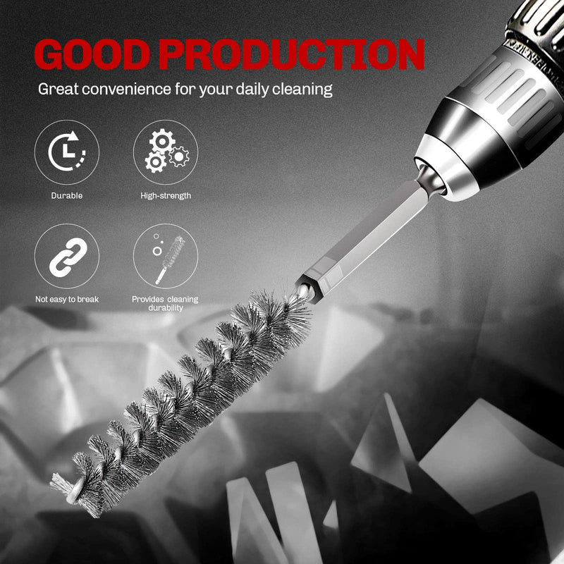 [Australia - AusPower] - 6PCS 304 Stainless Steel Bore Brush Copper Pipe Cleaner, Twisted Wire Drill Brush,1/4 Inch Hex Shank S2 Steel Handle, for Power Drill Plumbing Tools 9 mm,11 mm,13 mm,16 mm,18 mm,19 mm 