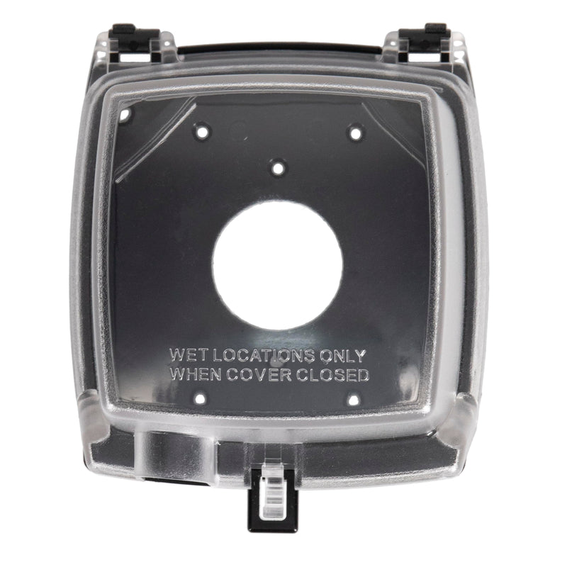 Intermatic WP1050 4-3/4" Deep Weatherproof Outlet Cover – Clear, GFCI & Round, Vertical Mount, UL Certified - Accommodates Single Device Configuration On Larger Double Gang 4"x4" Boxes 4-3/4" Depth