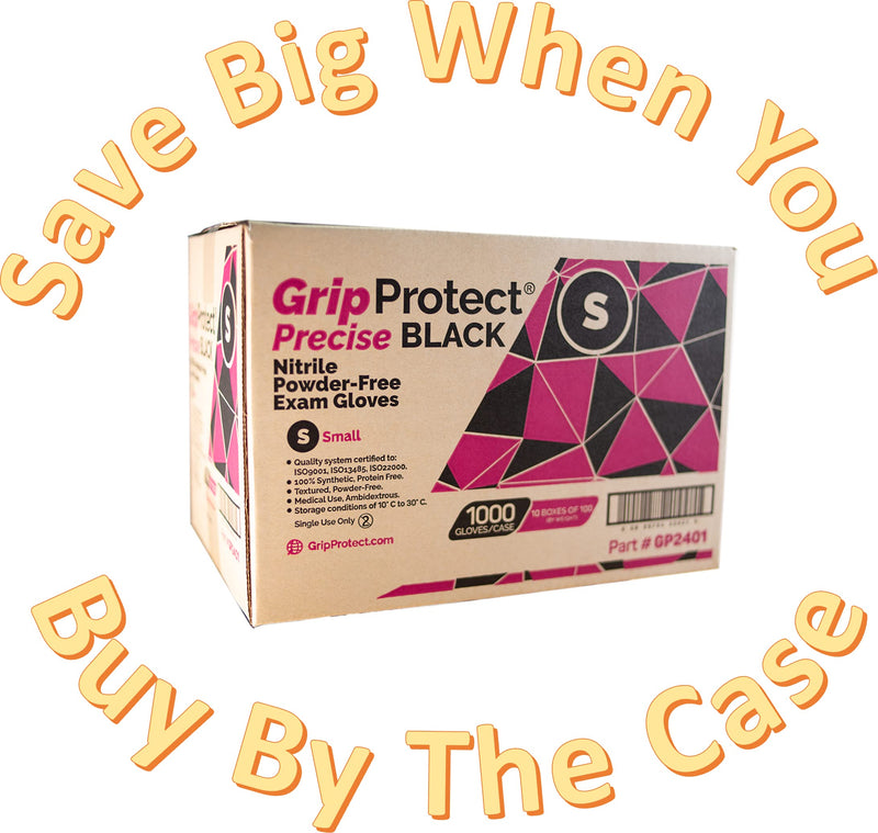 [Australia - AusPower] - GripProtect® Precise Black Nitrile Exam Gloves | 4 Mil | Chemo-Rated | Food, Home, Hospital, Law Enforcement, Tattoo | (Large, 100) Large (100 Count) 