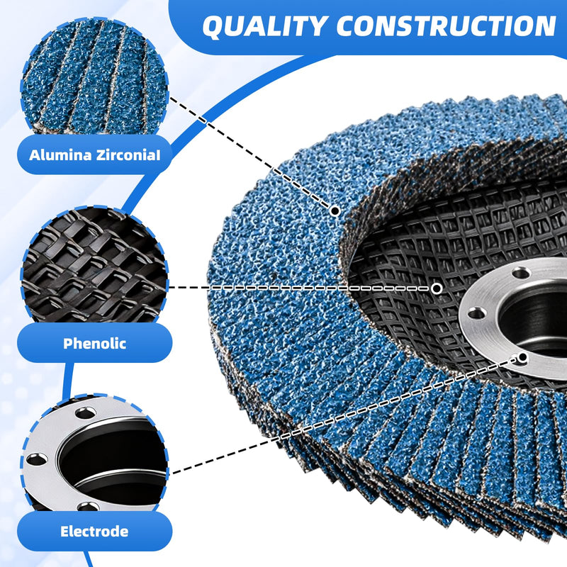 Flap disc 125 for metal, wood, steel. Fast and precise cutting. T29 flap discs, 20 pieces, blue. Grinding mop discs, 125mm, for angle grinders. 5×P40/60/80 125 mm, 15 pieces, mixed grits.