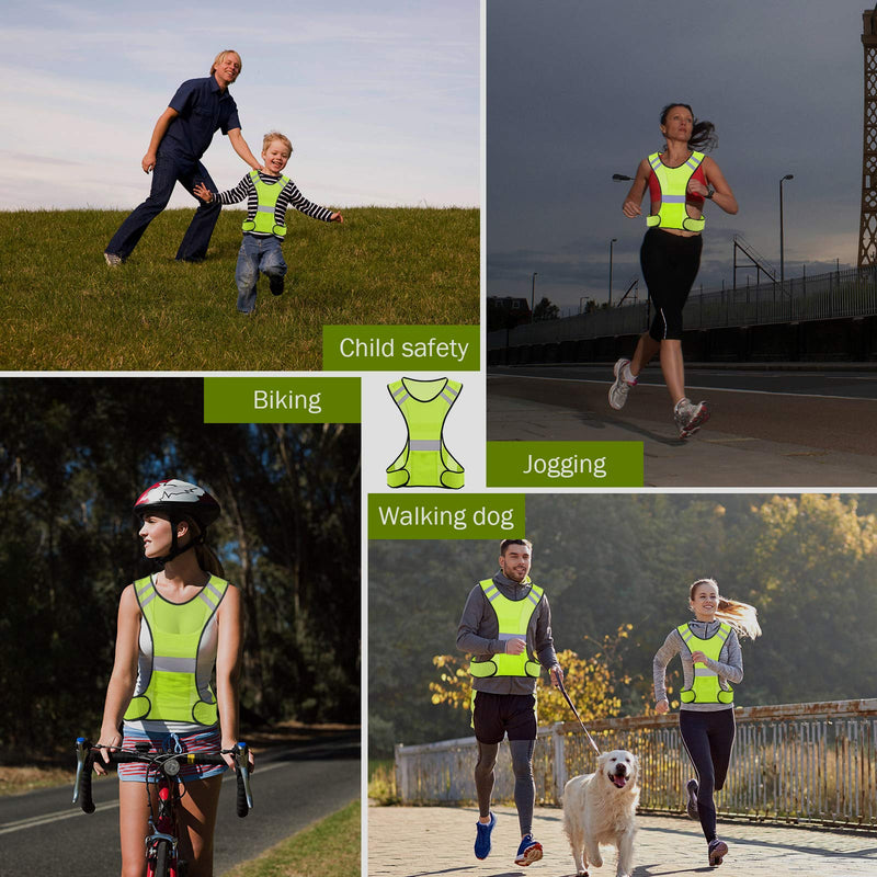 TCCFCCT Reflective Running Vest, High Visibility Running Gear with Large Pocket 2 Pack Mesh Yellow