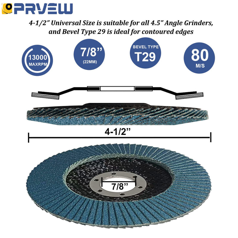 [Australia - AusPower] - Flap Discs 4 1/2 Inch, 5-Pack 4.5" x 7/8" T29 Premium Zirconia Abrasive Grinding Wheels, 40/60/80/120 Assorted Grits Flap Sanding Disc for Metal,Stainless Steel 40/60/80/120 Grit Assorted 