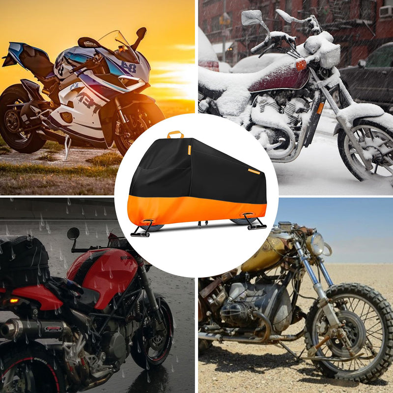 [Australia - AusPower] - Motorcycle Cover Waterproof Outdoor, Heavy Duty Motocycle Vehicle Cover Fit up to 96.5", All Season Protection Cover with Top Handle & Reflective Strips, XXL Powersports Vehicle Cover 