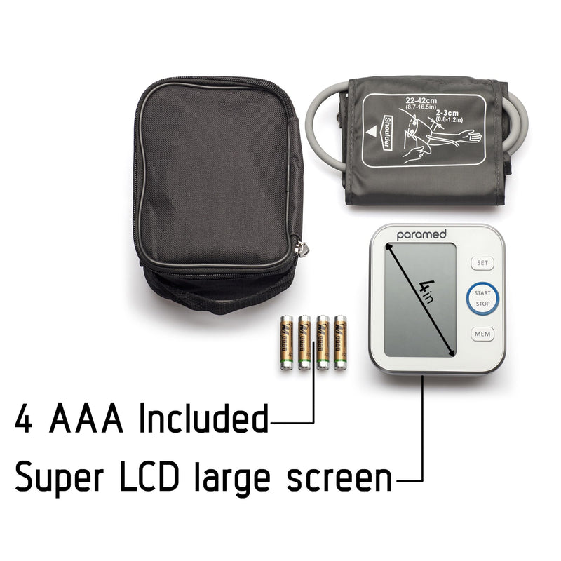 [Australia - AusPower] - Paramed Blood Pressure Monitor - Bp Machine - Automatic Upper Arm Blood Pressure Cuff 8.7-16.5 inches - Large LCD Display 120 Sets Memory - Device Bag & Batteries Included 