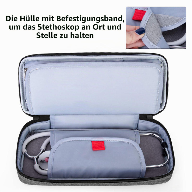 Trunab Stethoscope Case Compatible with 3M Littmann/MDF/ADC, Grey | Stethoscope case pencil case with inner pocket empty and suitable for other accessories gray