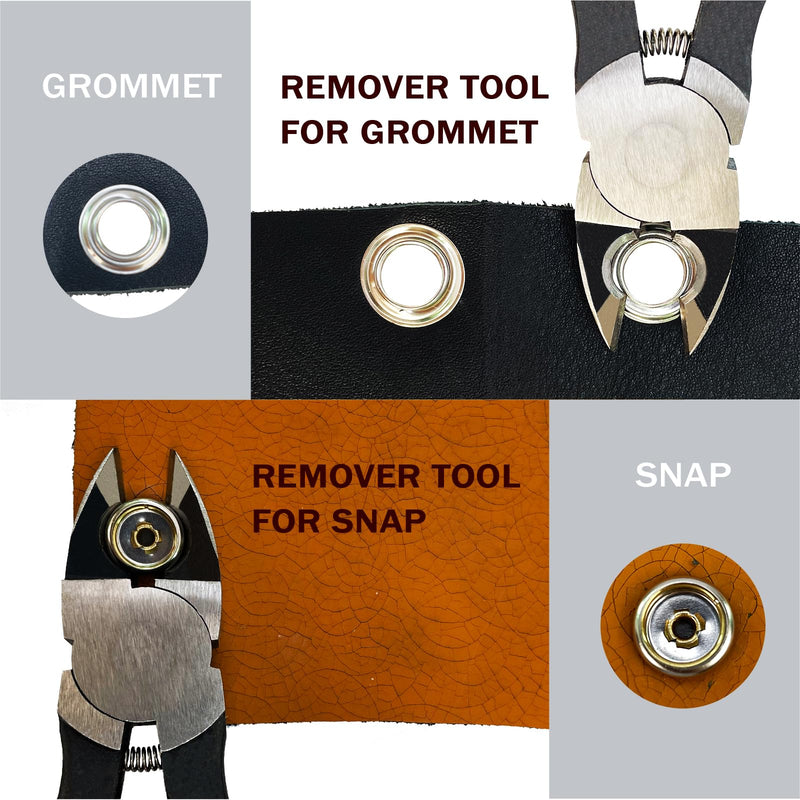 HAPDEN Grommet Removal Tool Kit, Snap Removal Tool for Boat Covers, 10mm and 12mm Trap Grommet kit Remover, 3/8 and 1/2 Replacement Eyelet Plier, Grommet Tool Kit for Tarps Repair, Fabric Rings 10mm Removal
