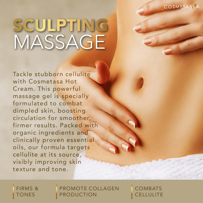 [Australia - AusPower] - Cellulite Massage Oil, Gel & Mitt - Natural Hot Cream Massage Gel, Oil & Massager - Firm, Tone, Tighten & Moisturize Skin. Soothes Muscles (8.8 oz.) Hot Cream, Cellulite, & Scrub 8.8 Fl Oz (Pack of 2) 