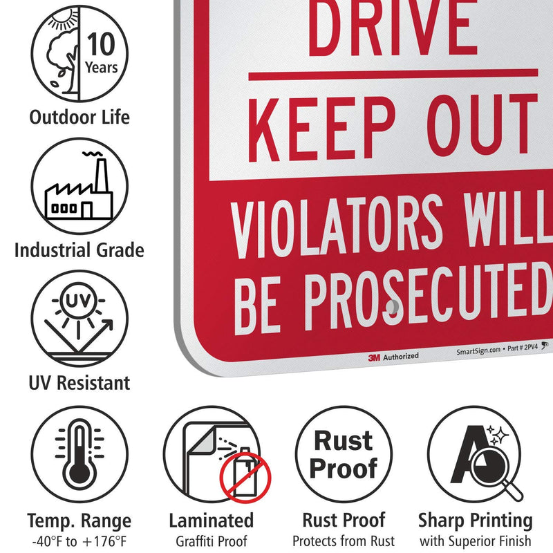 SmartSign Private Drive Sign, Private Property Sign, 12 x 18 Inches 3M Engineer Grade Reflective Aluminum, Weather Resistant