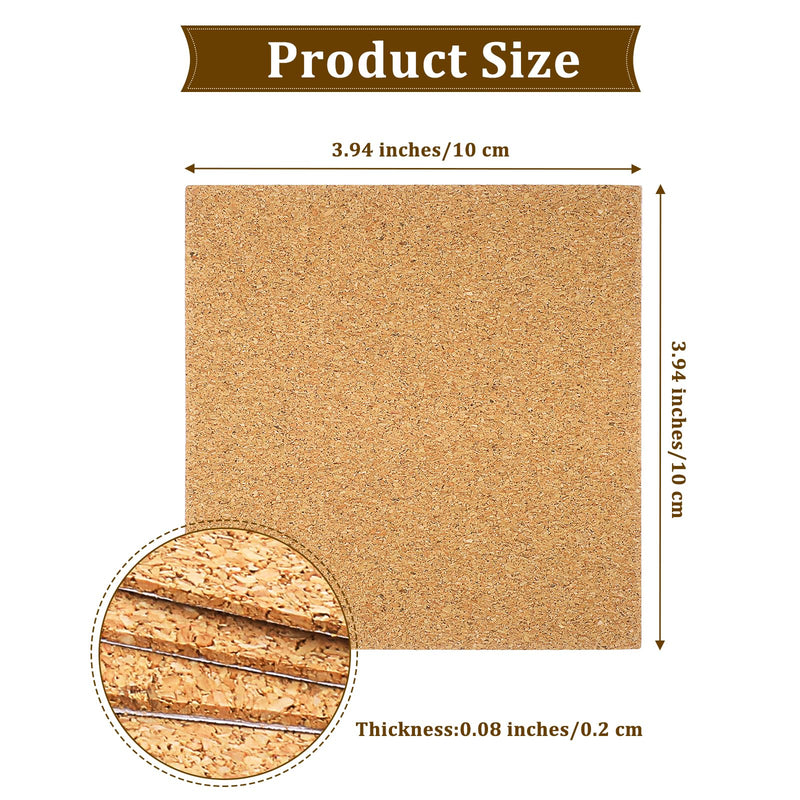 Bremorou 30 Pcs Cork Sheets with Adhesive Backing 4 x 4 Inch Square Corks Tiles Self-Adhesive Cork Coasters Mini Wall Board for DIY Crafts Drinks Mat Home Office Tabletop Decoration Brown Oak Gifts