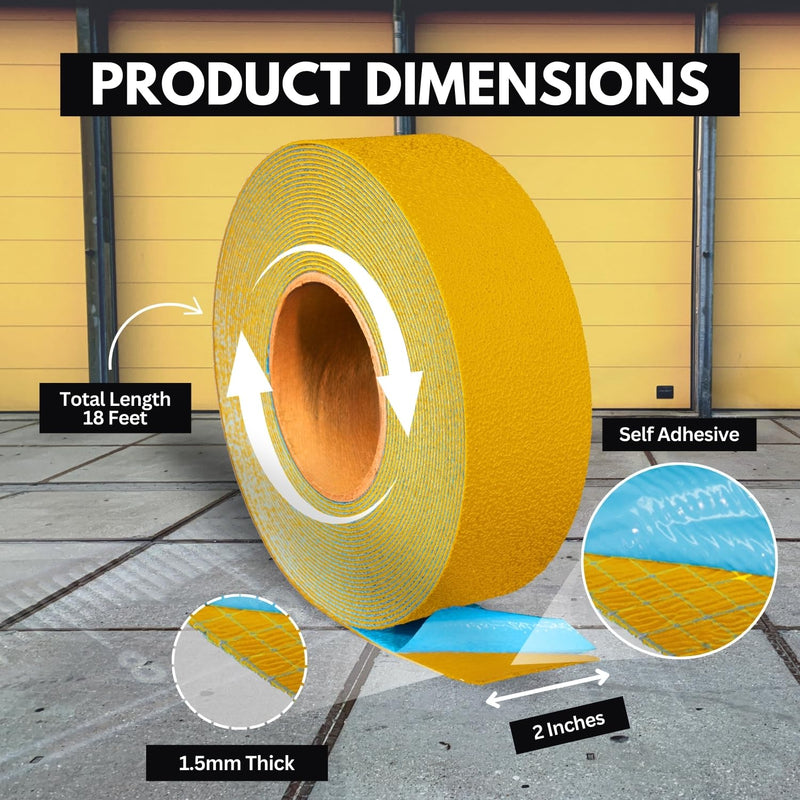 DuraMark Reflective RPT-750 Yellow Reflective Pavement Marking Tape – Bast Federal Certified, Slip Resistant, Premium Durability, Outdoor, Heavy-Duty, Rubber Base Safety Tape, (2 Inches x 18 Feet) 2 Inch x 18 Ft