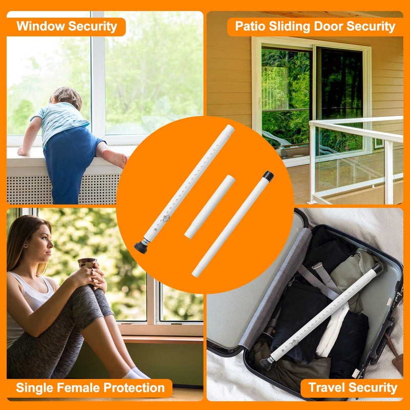 Sliding Door Security Bar, 17-51 inch Adjustable Patio Door Security Bar Childproof Window Safety Bar for Apartment Bedroom Bottom of Door Heavy Duty Interior White