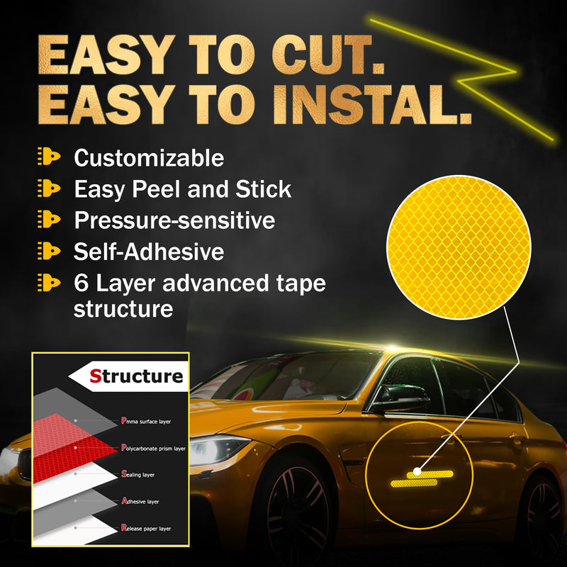 Made from 4092 Diamond Grade Reflective Tape Outdoor high Visibility Strips Safety Waterproof Conspicuity Strong Adhesive Vehicle Trailer car Trucks Bikes (Red, 0.4inch/10mm x 16.4feet/5m) Red, 0.4inch/10mm x 16.4feet/5m