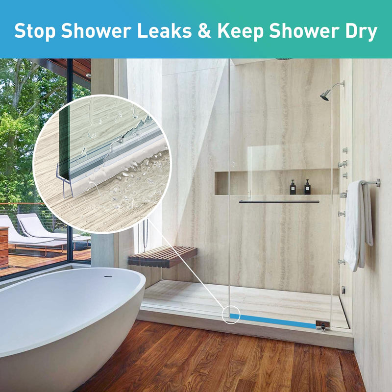 Shower Door Bottom Seal,2 PCS 3/8" X 36" Shower Door Sweep for 3/8 Inch Glass,Frameless Glass Door Seal Strip to Seal 12mm Door Gap,Stop Shower Leaks and Create a Water Barrier For 3/8" Glass-Short Sweep